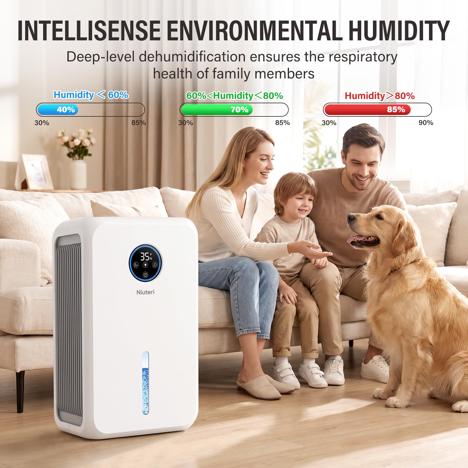 Keepglad 98oz Portable Dehumidifier for Home (Up to 1,000 Sq. Ft.) - KeepGlad