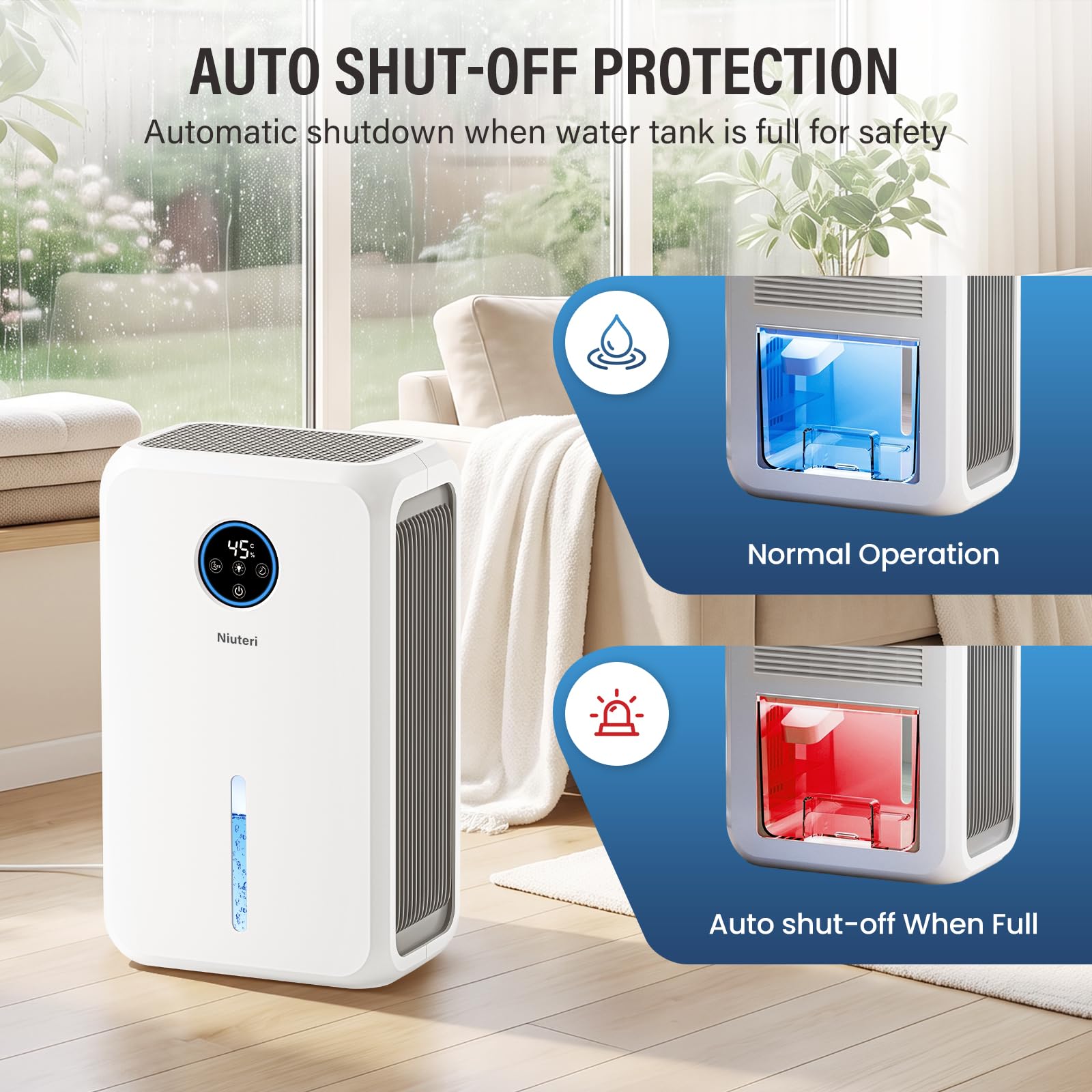 Keepglad 98oz Portable Dehumidifier for Home (Up to 1,000 Sq. Ft.) - KeepGlad